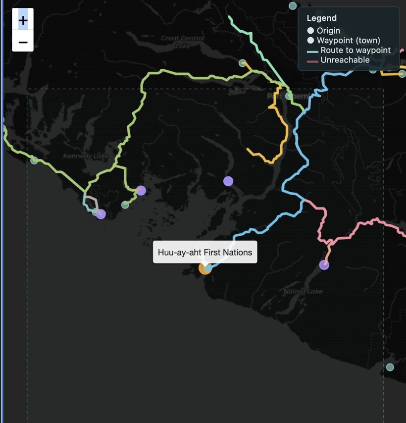 Regional route intelligence map